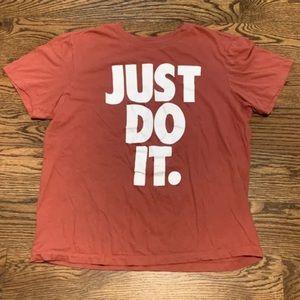 Nike Mens Tee T-Shirt, “Just Do It.” Large Front Graphic, Red, Size Large